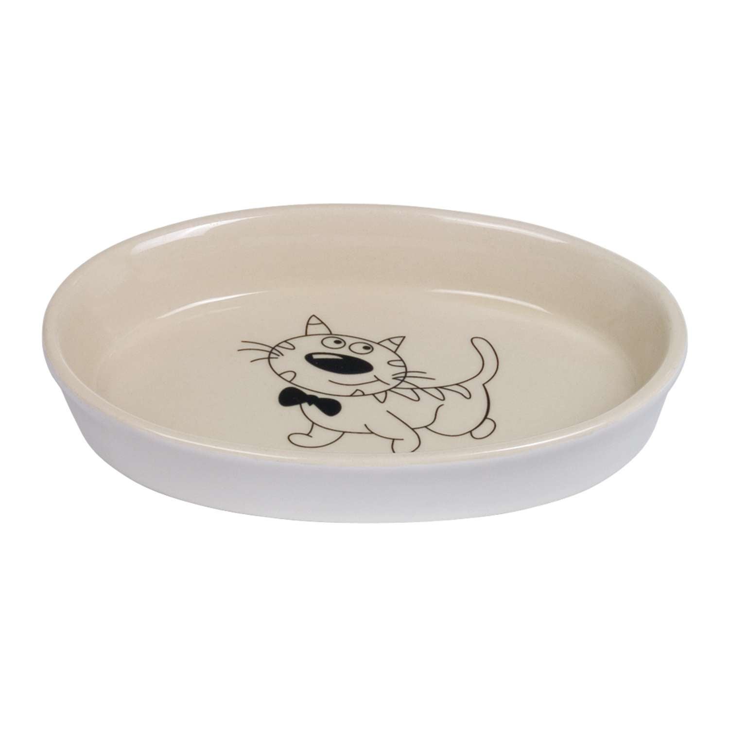 Keramic katteskål oval - 17 X 11 X 2,5 cm - 120 ml - Beige
