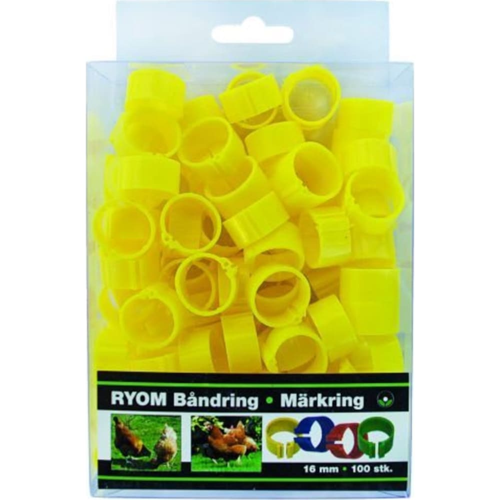Båndringe plast gul 16mm 100 stk