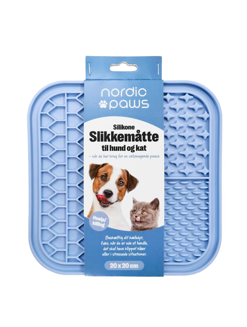 Nordic Paws Slikkemåtte til Hunde - 20x20cm - Lyseblå