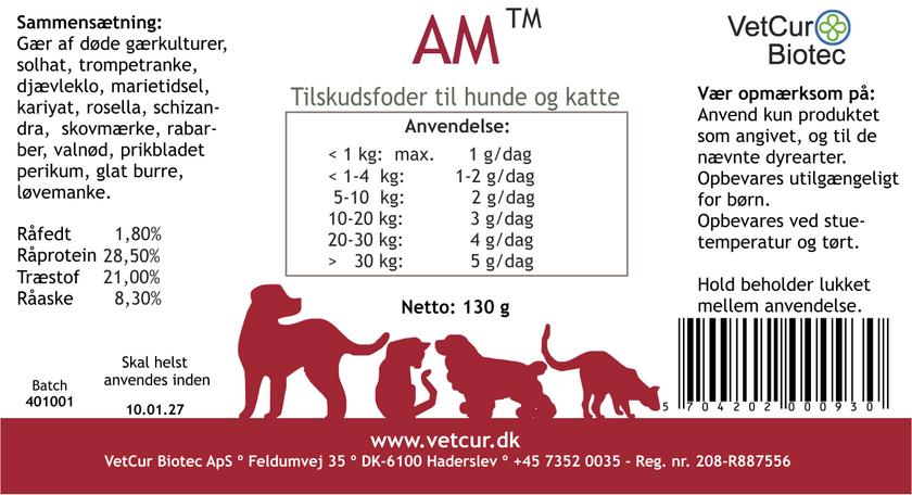 AM pulver hund & kat 130 gram