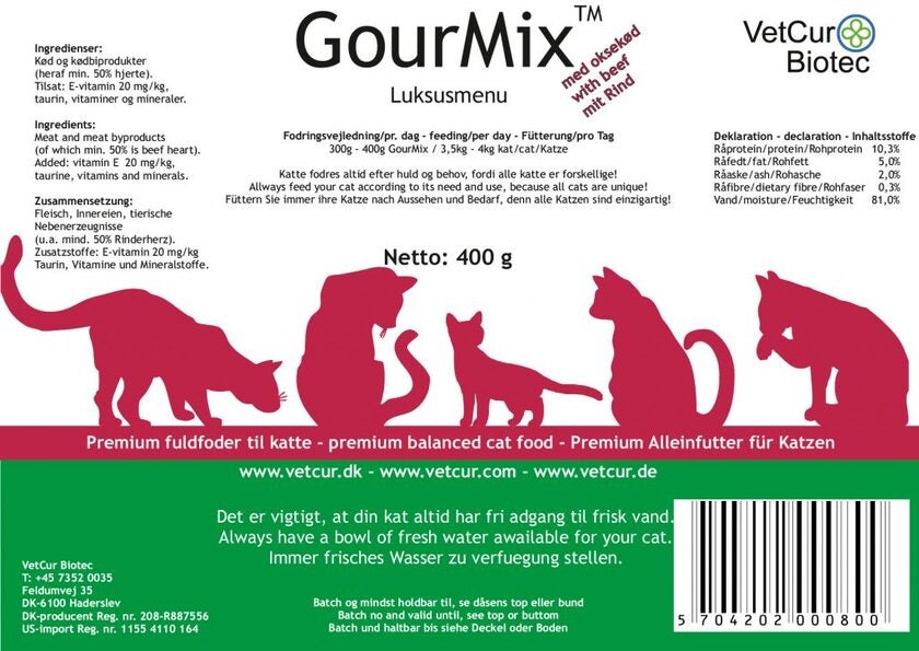 Luksusmenu med okse til kat 400 g