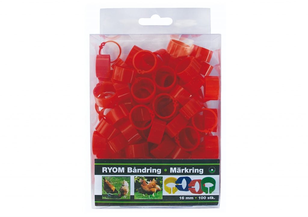 Båndringe plast rød 16mm 100 stk