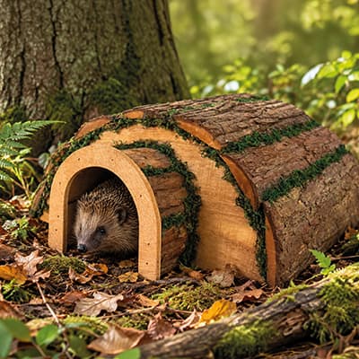 Pindsvinehus natur bark/mos