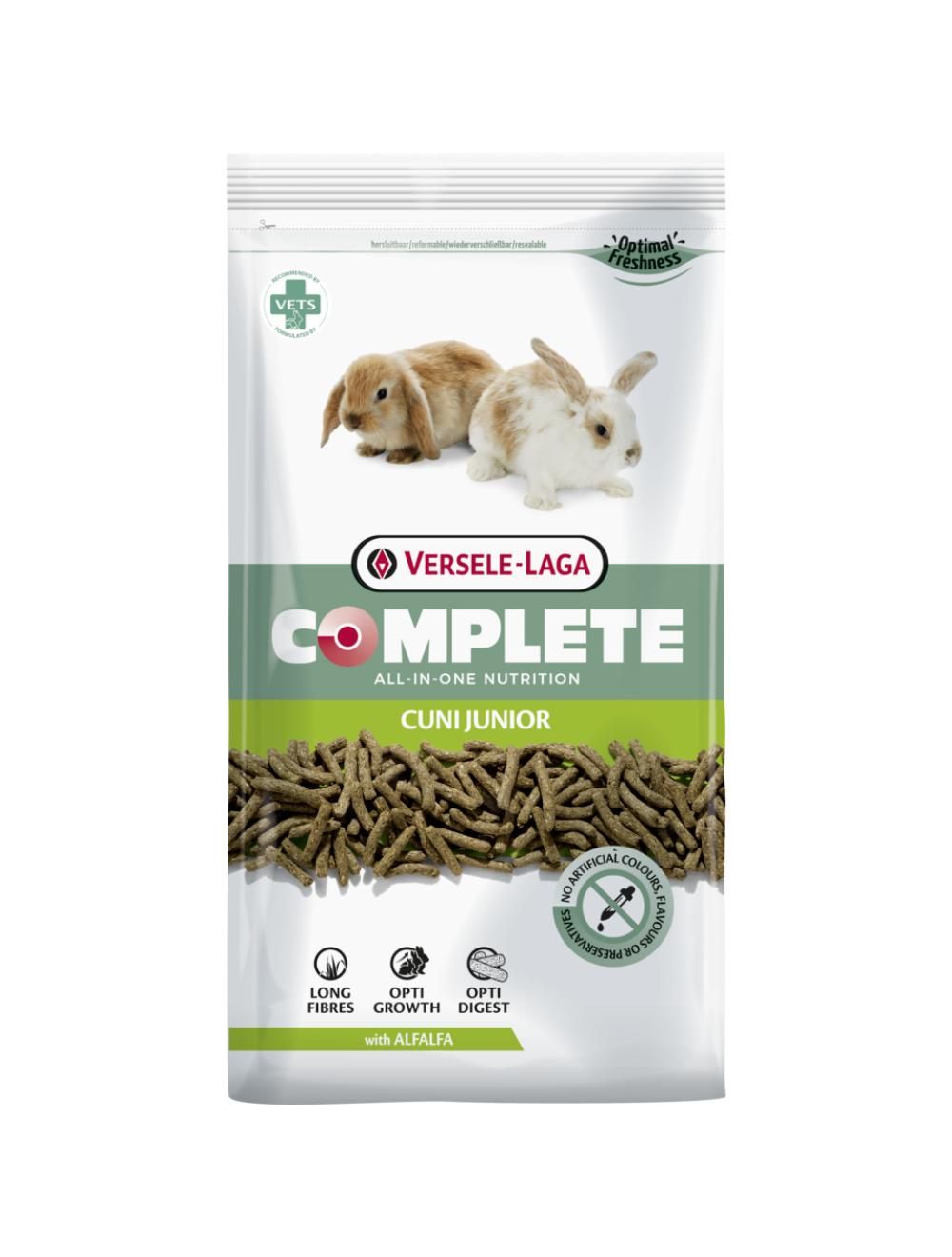 Versele-Laga Cuni Junior Complete, Snack, 1,75 kg, Kanin, Vitamin A, vitamin C, vitamin D3, vitamin E, Kobber, Jod, Jern, Mangan, Selenium, Zink, 17%