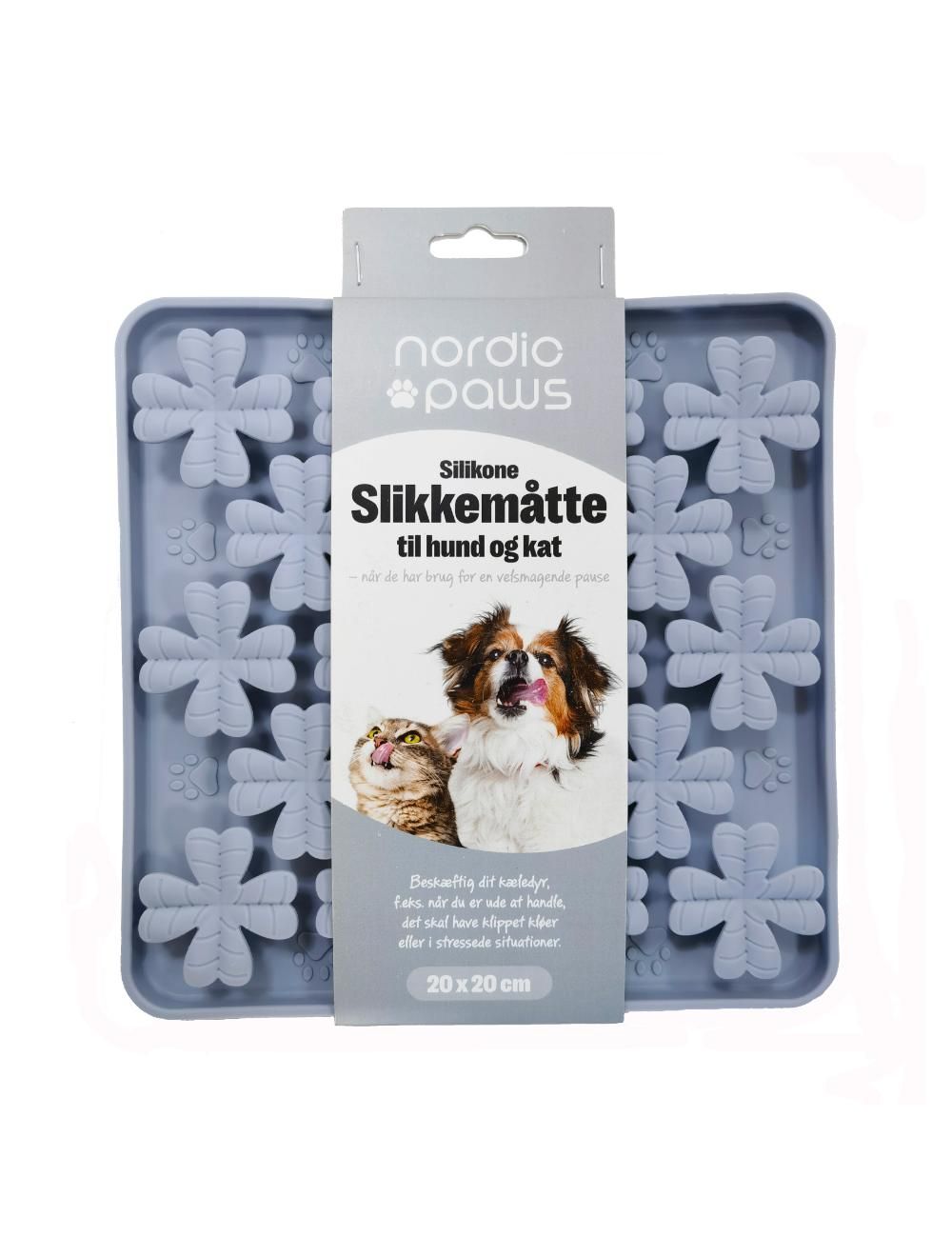 Nordic Paws Slikkemåtte til Hunde - 20x20cm - Grå