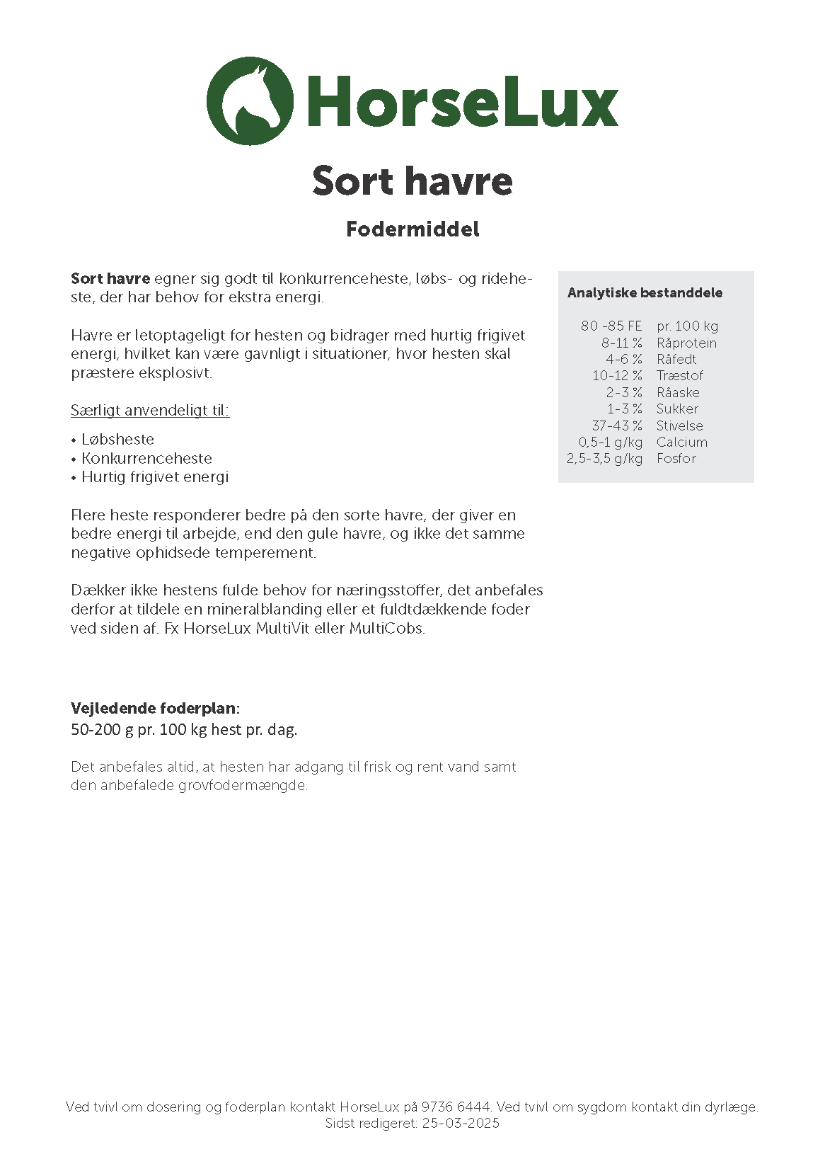 Sort havre koncept 12 kg