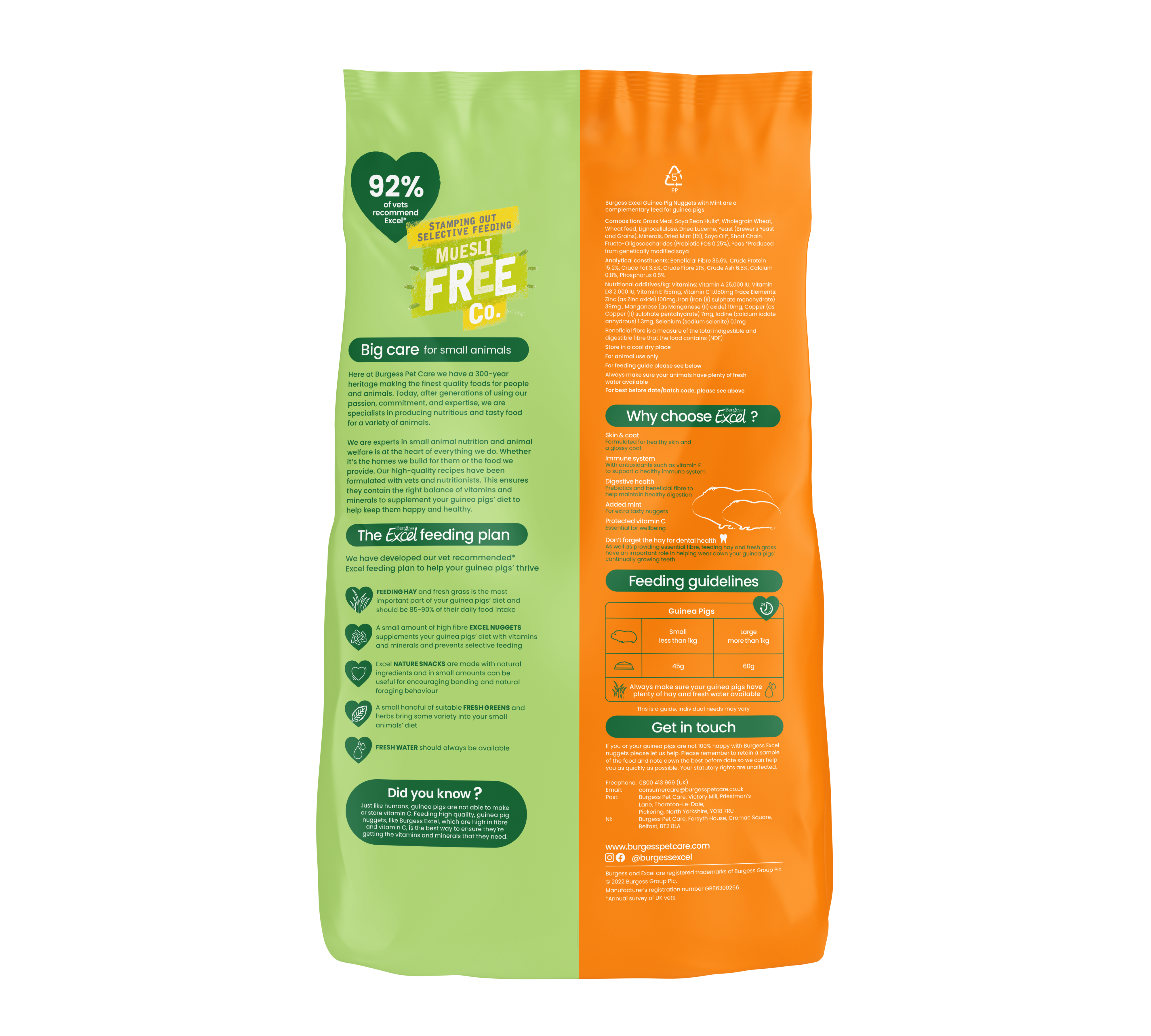 Excel marsvin nuggets med mint 10 kg