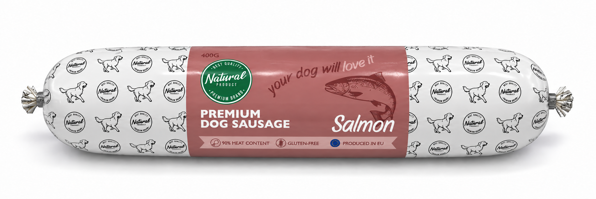Premium Dog Sausage Salmon 400 gram