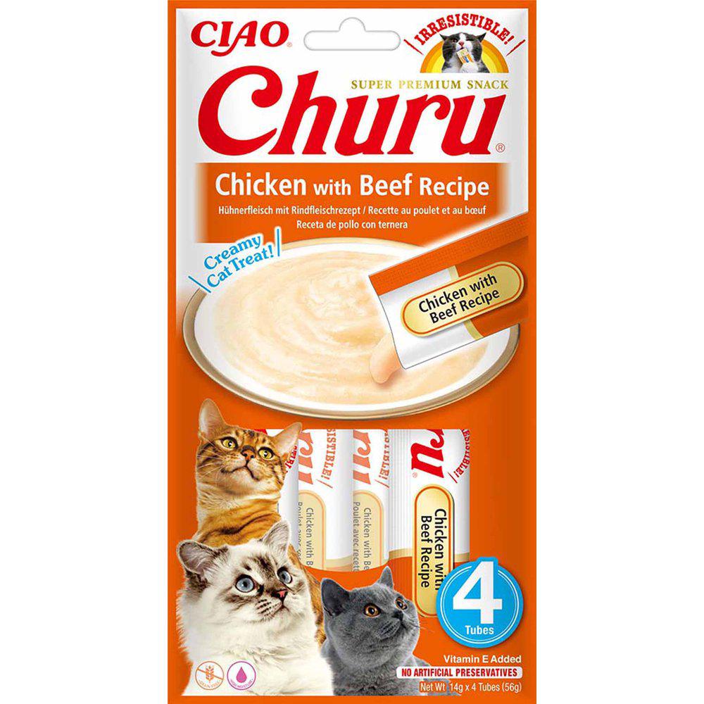 Kattegodbidder INABA Churu - Kylling med Okseopskrift, 4x14 g