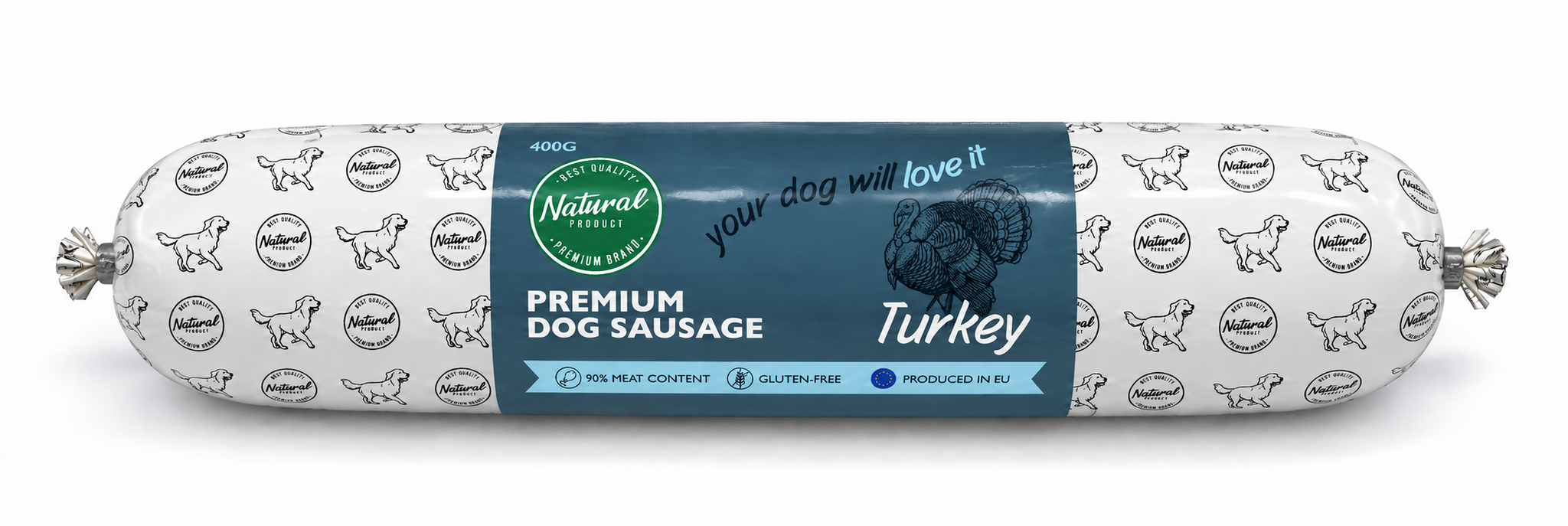 Premium Dog Sausage Turkey 400 gram