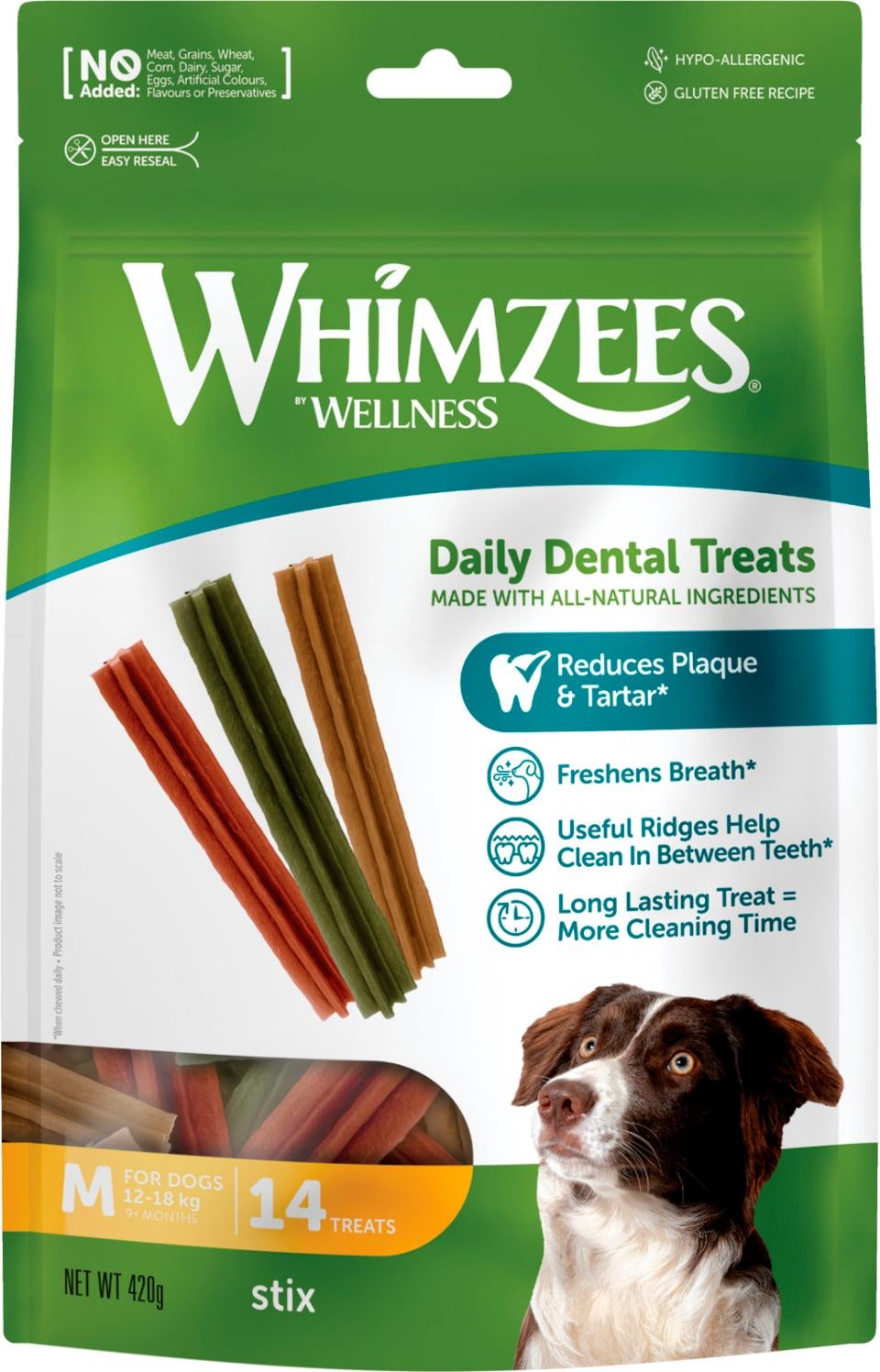 Whimzees Stix M, 14 stk, 420g