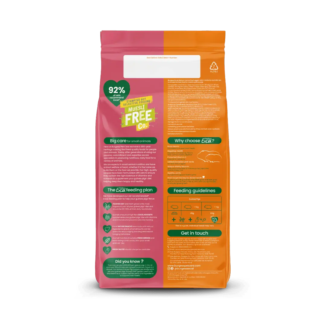 Excel Mature Guinea Pig Cranberry & Mint 1,5 kg