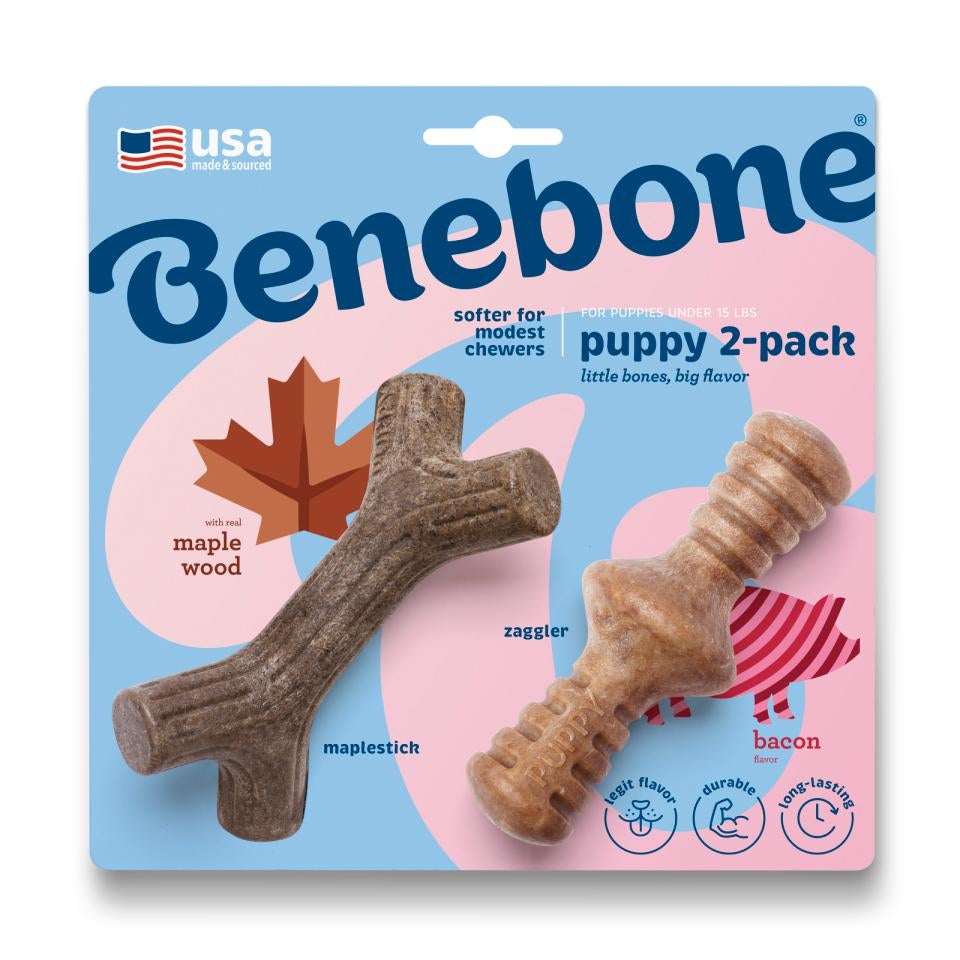 Benebone Puppy 2-Pack Maplestick/Zaggler Bacon