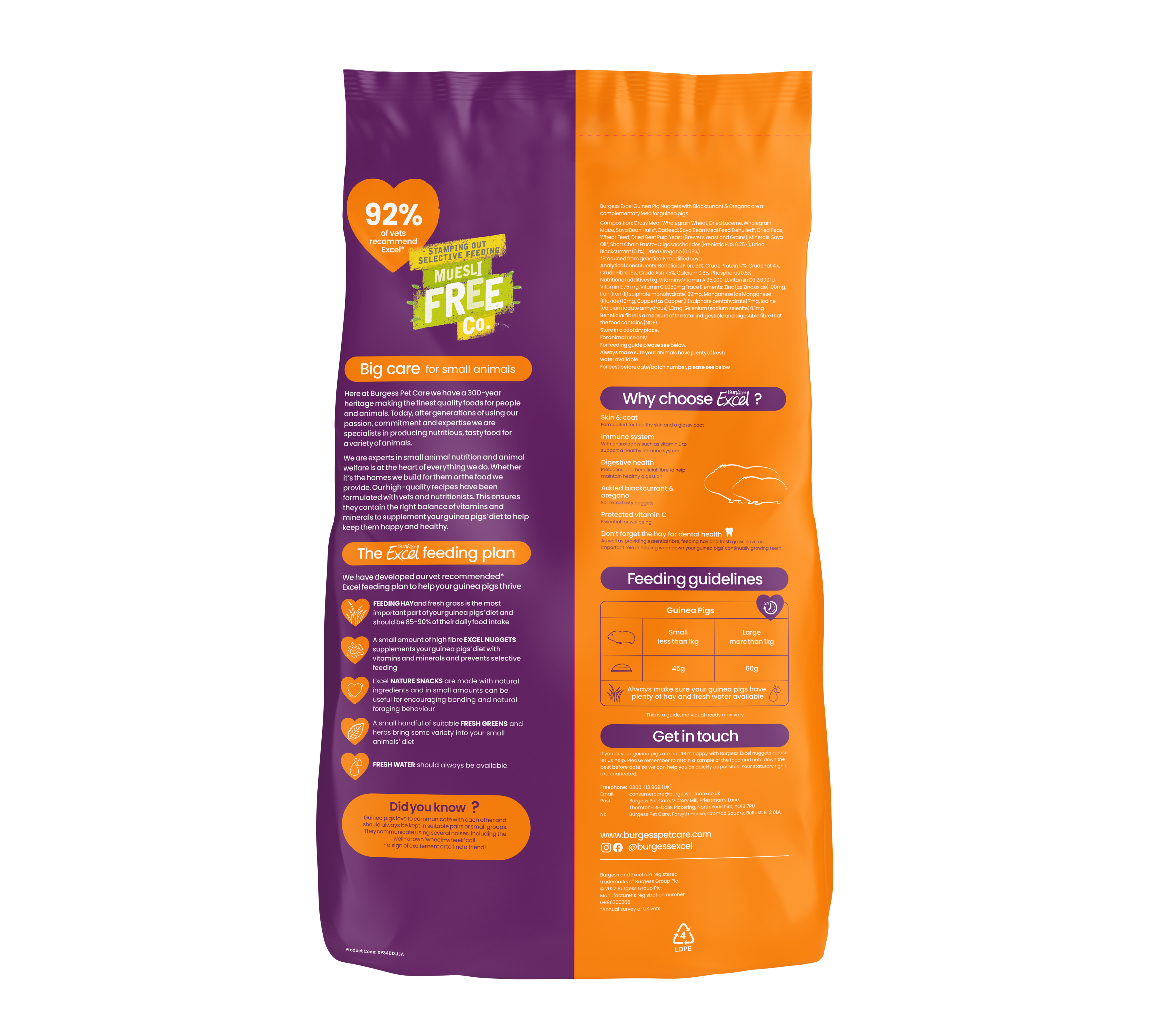 Burgess Excel Guinea Pig Blackcurrant & Oregano 1,5 kg