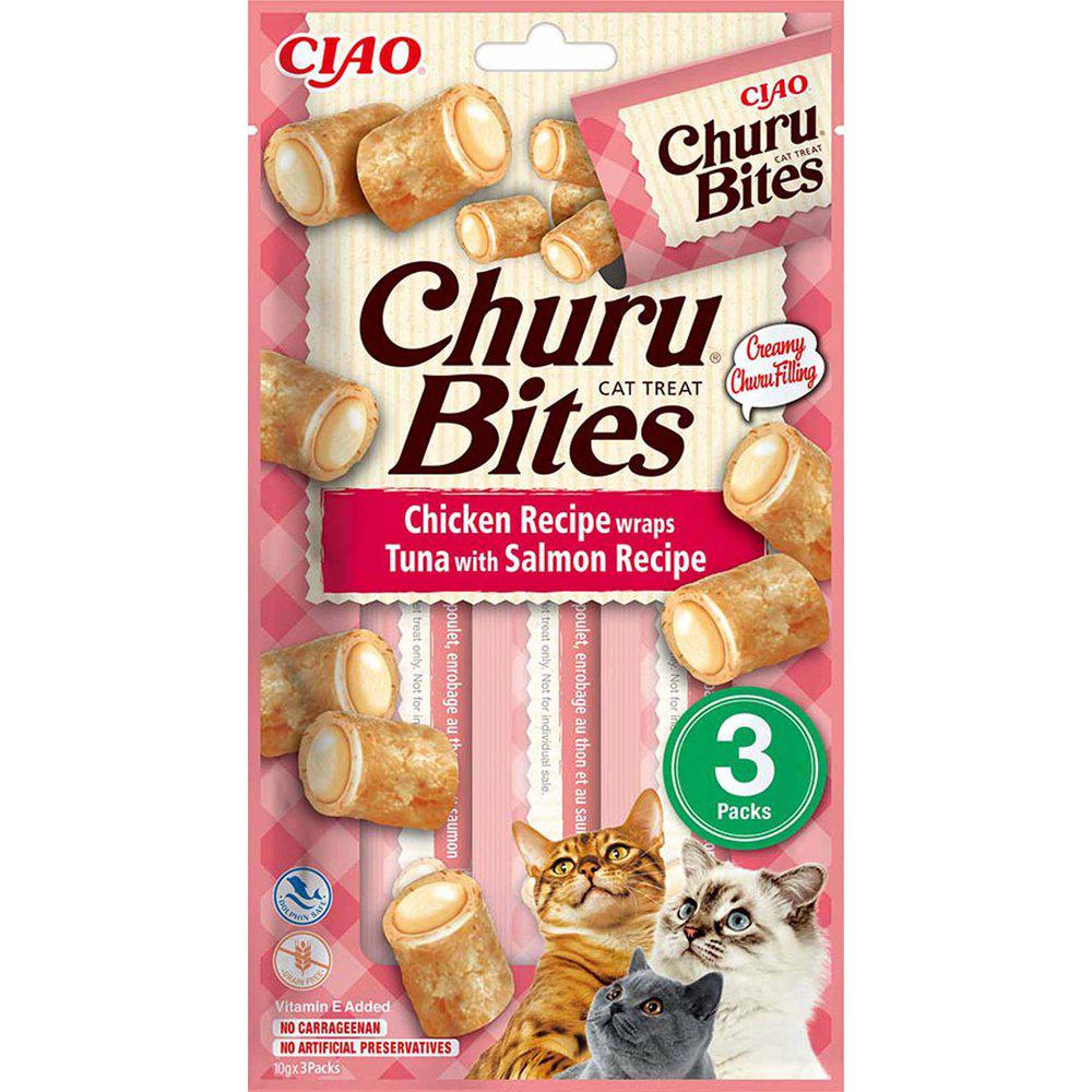 Kattegodbidder INABA Churu Bites - kylling med tun og laks, 3×10 g