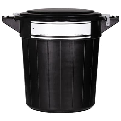 Fodertønde med låg & etiket