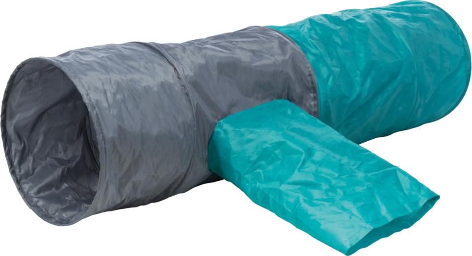 Trixie Playing tunnel with 4 entrances plush ø 30 × 115 cm dark grey/petrol