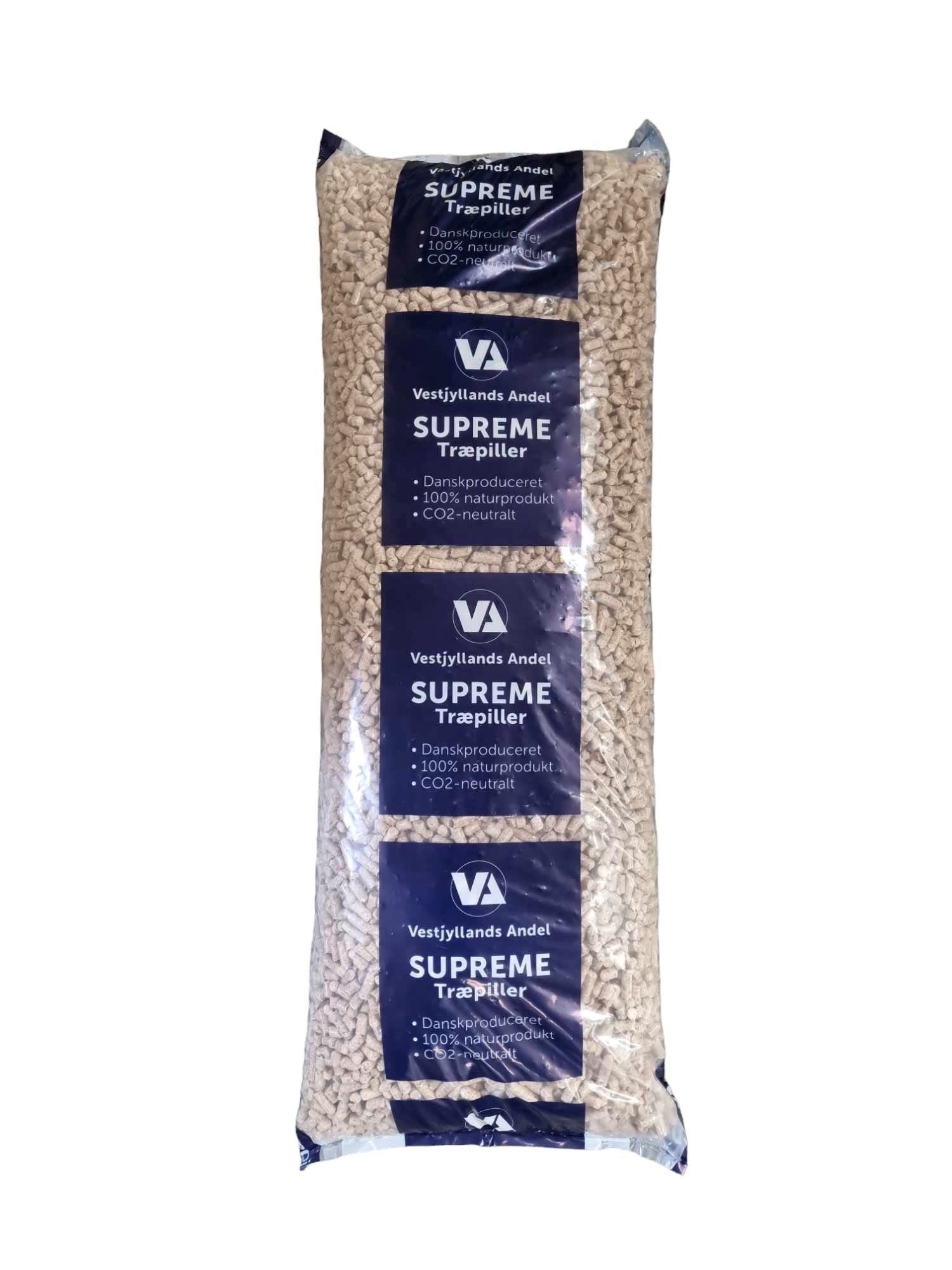 Træpiller Supreme 8 mm sæk m/16 kg