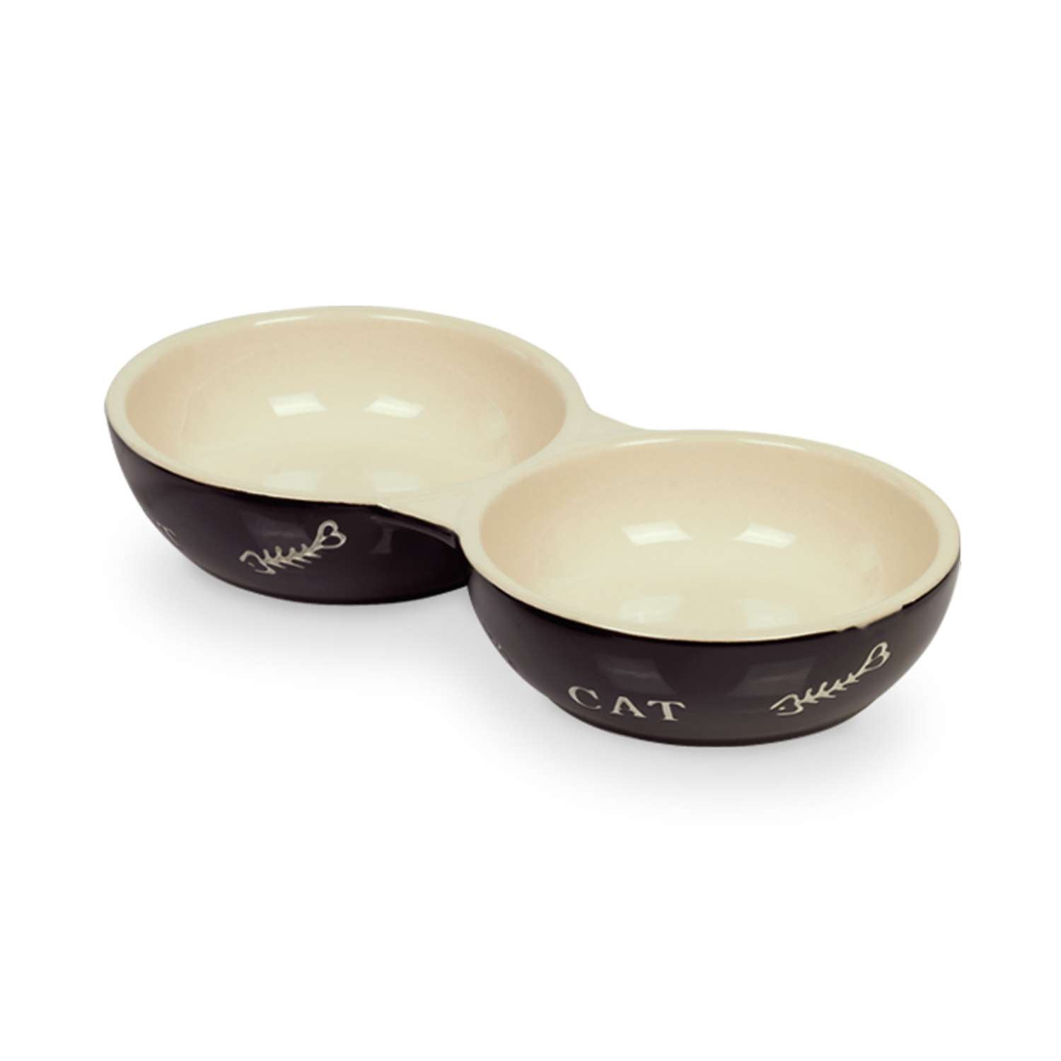 Dobbelt keramikskål t. kat