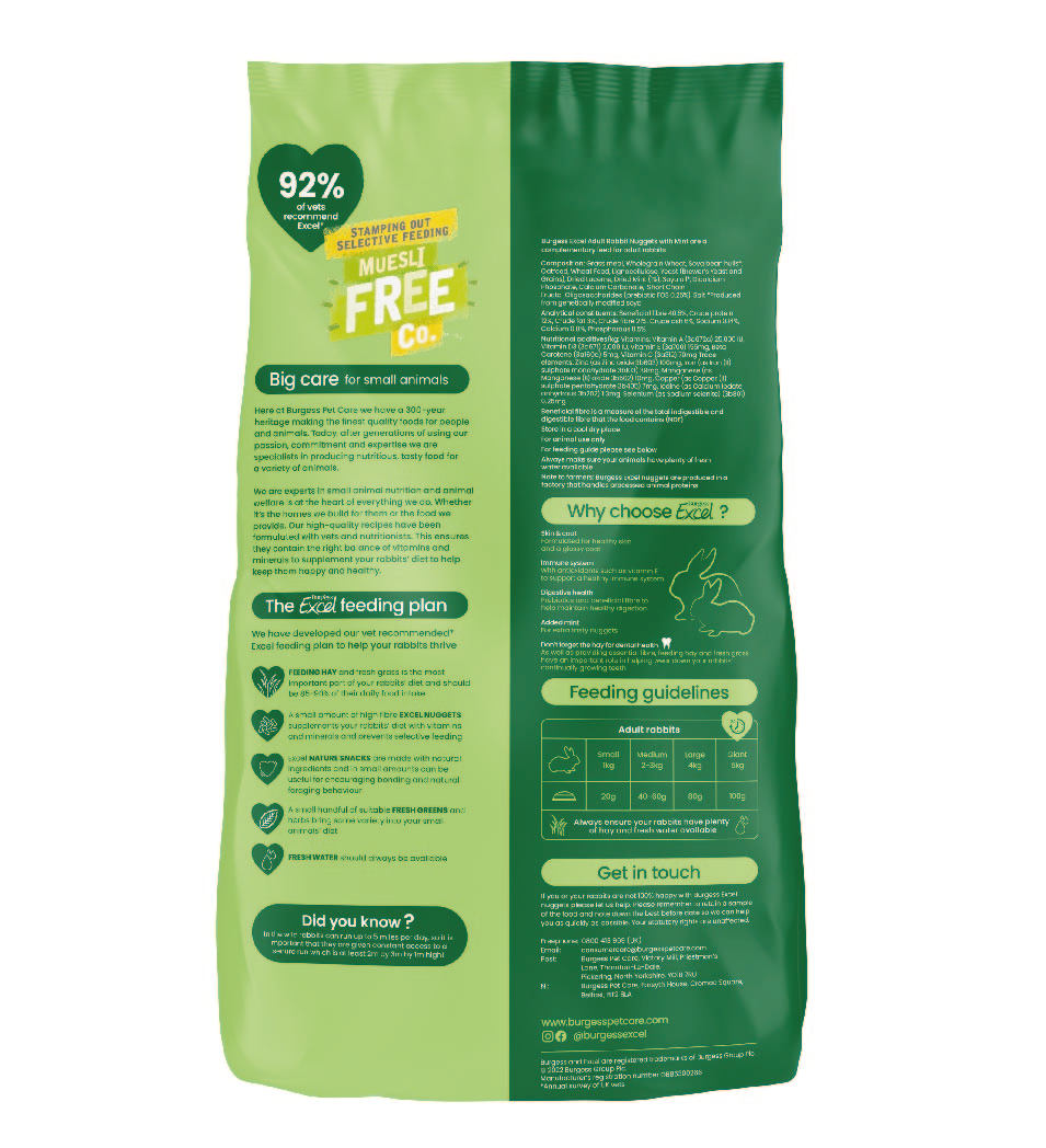 Excel kanin adult med mint nuggets 1,5 kg