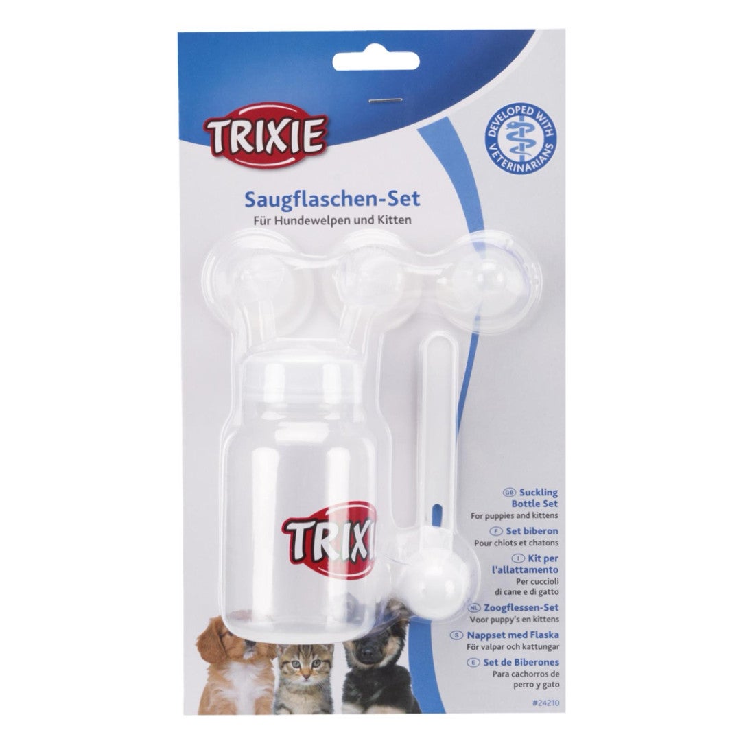 Trixie Suckling bottle set, 120 ml, transparent/white