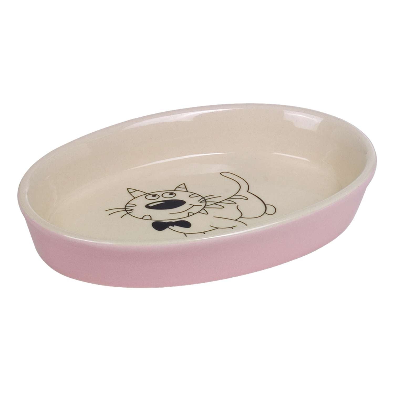 Keramic katteskål oval - 17 X 11 X 2,5 cm - 120 ml - Pink